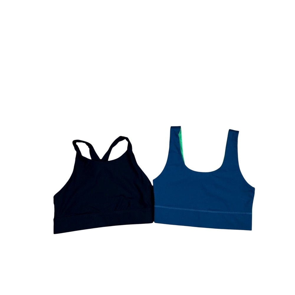 Fabletics Sports Bra Bundle Black Crossback Teal Reversible Scoop Neck Womens S
